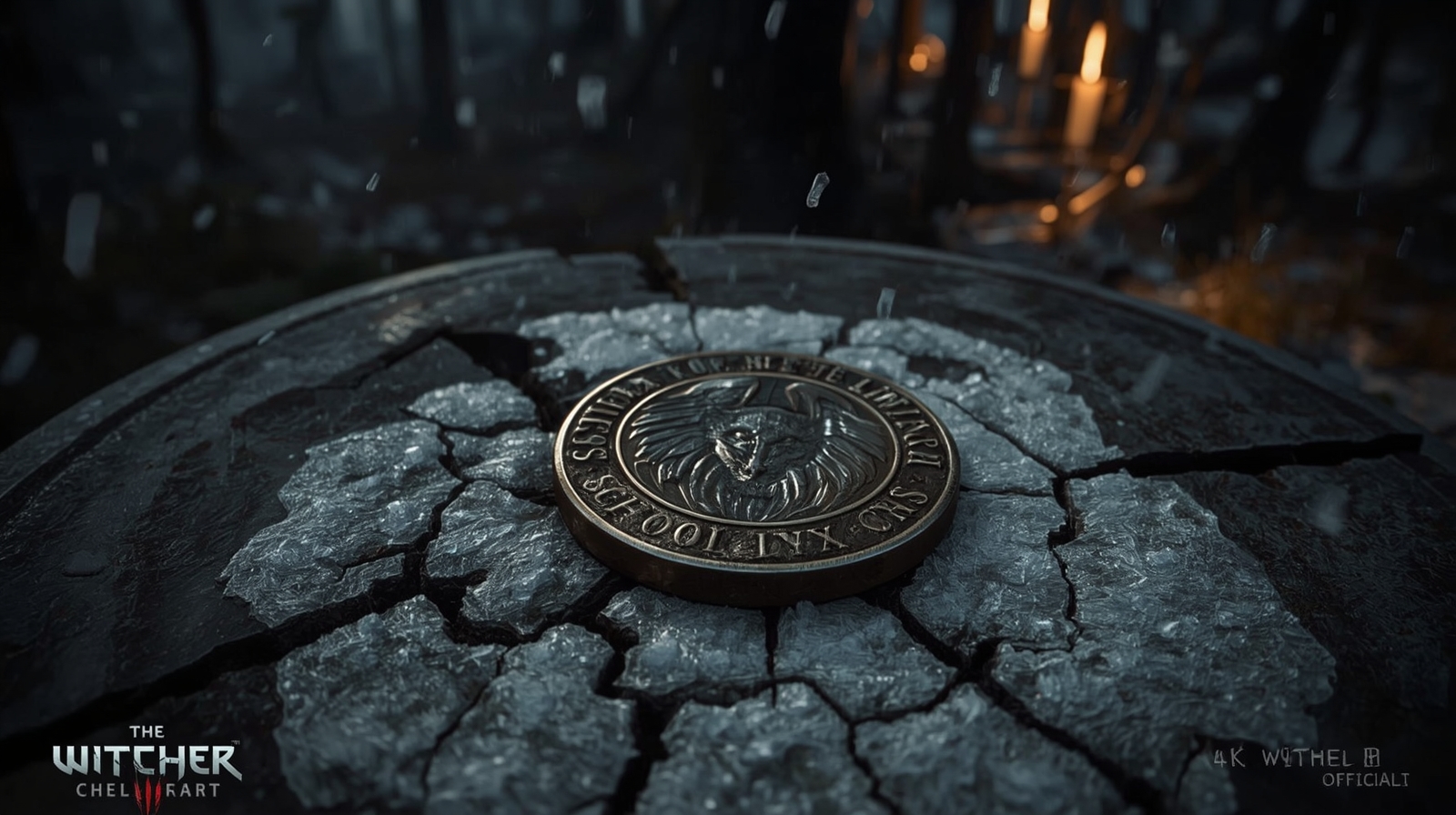 A close-up of a new Witcher medallion from the School of the Lynx